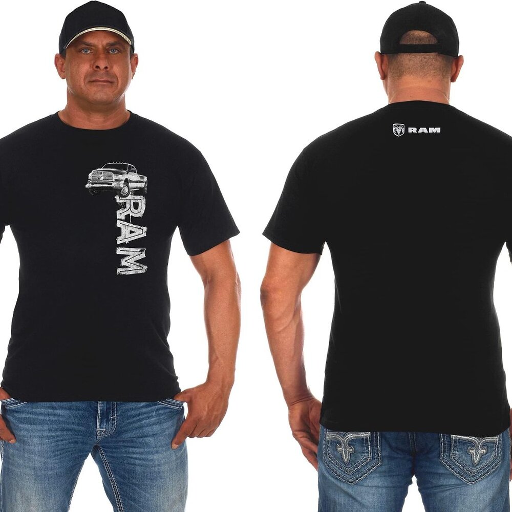 JH Design Men's Dodge Ram Logo T-Shirt Short Sleeve Black Shirt